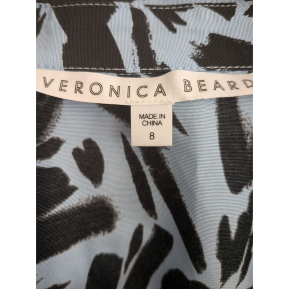 Women's Veronica Beard Mini Shirt Dress Size 8 Blue Black Leaf Print - Picture 8 of 12